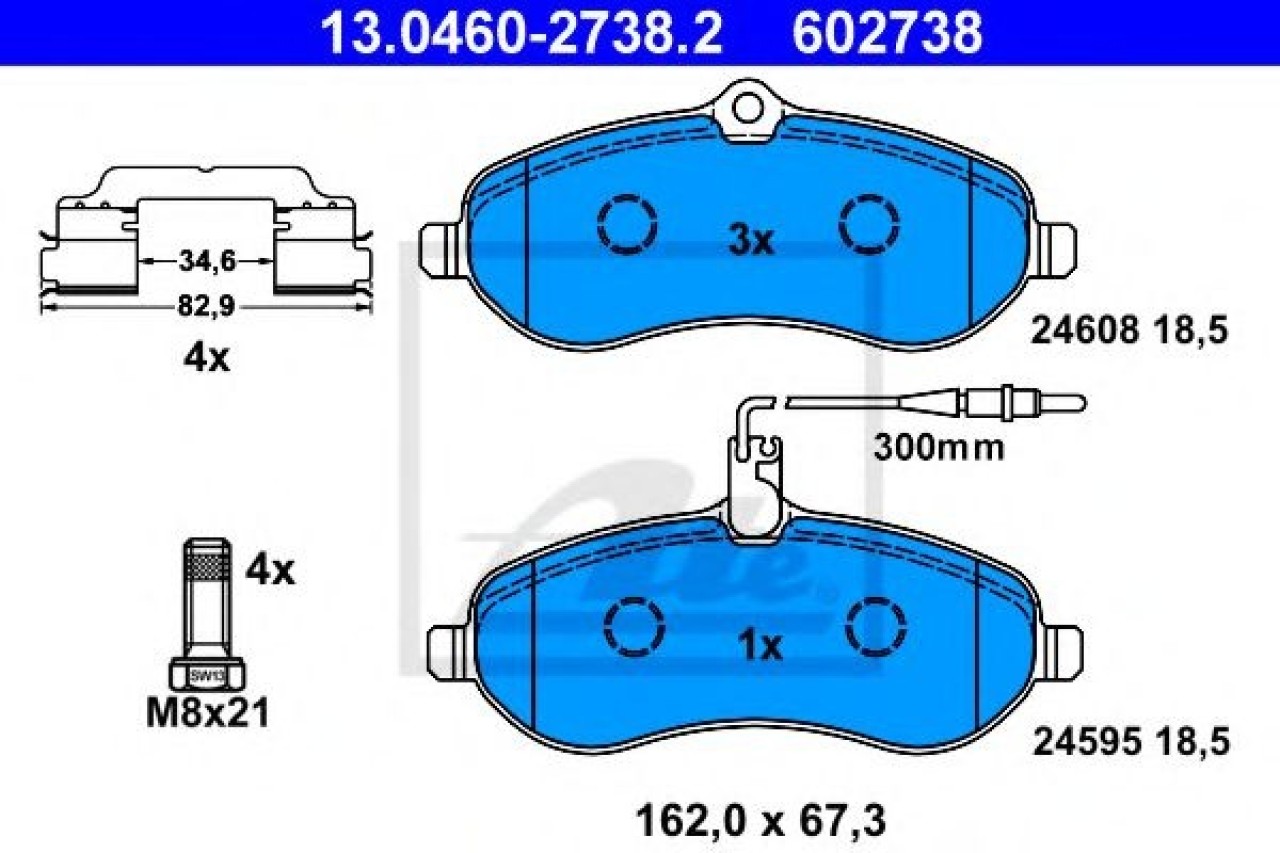 Set placute frana,frana disc PEUGEOT EXPERT Tepee (VF3V) (2007 - 2016) ATE 13.0460-2738.2 piesa NOUA