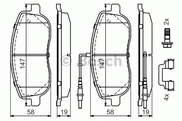 Set placute frana,frana disc PEUGEOT EXPERT Van (222) (1995 - 2016) BOSCH 0 986 494 615 piesa NOUA