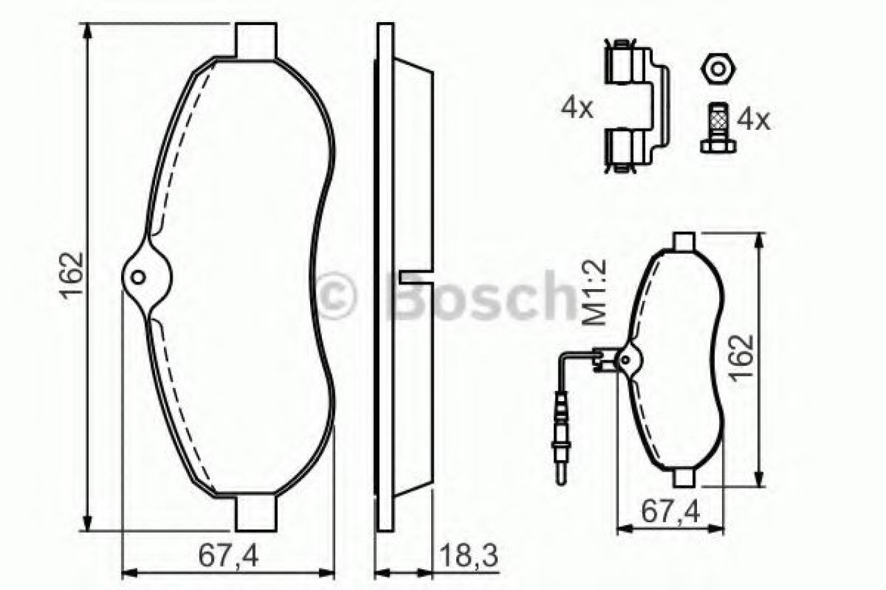 Set placute frana,frana disc PEUGEOT EXPERT caroserie (VF3A, VF3U, VF3X) (2007 - 2016) BOSCH 0 986 494 163 piesa NOUA