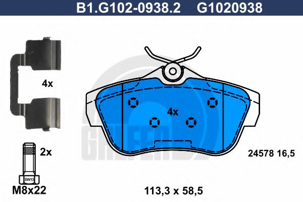 Set placute frana,frana disc PEUGEOT EXPERT caroserie (VF3A, VF3U, VF3X) (2007 - 2016) GALFER B1.G102-0938.2 piesa NOUA