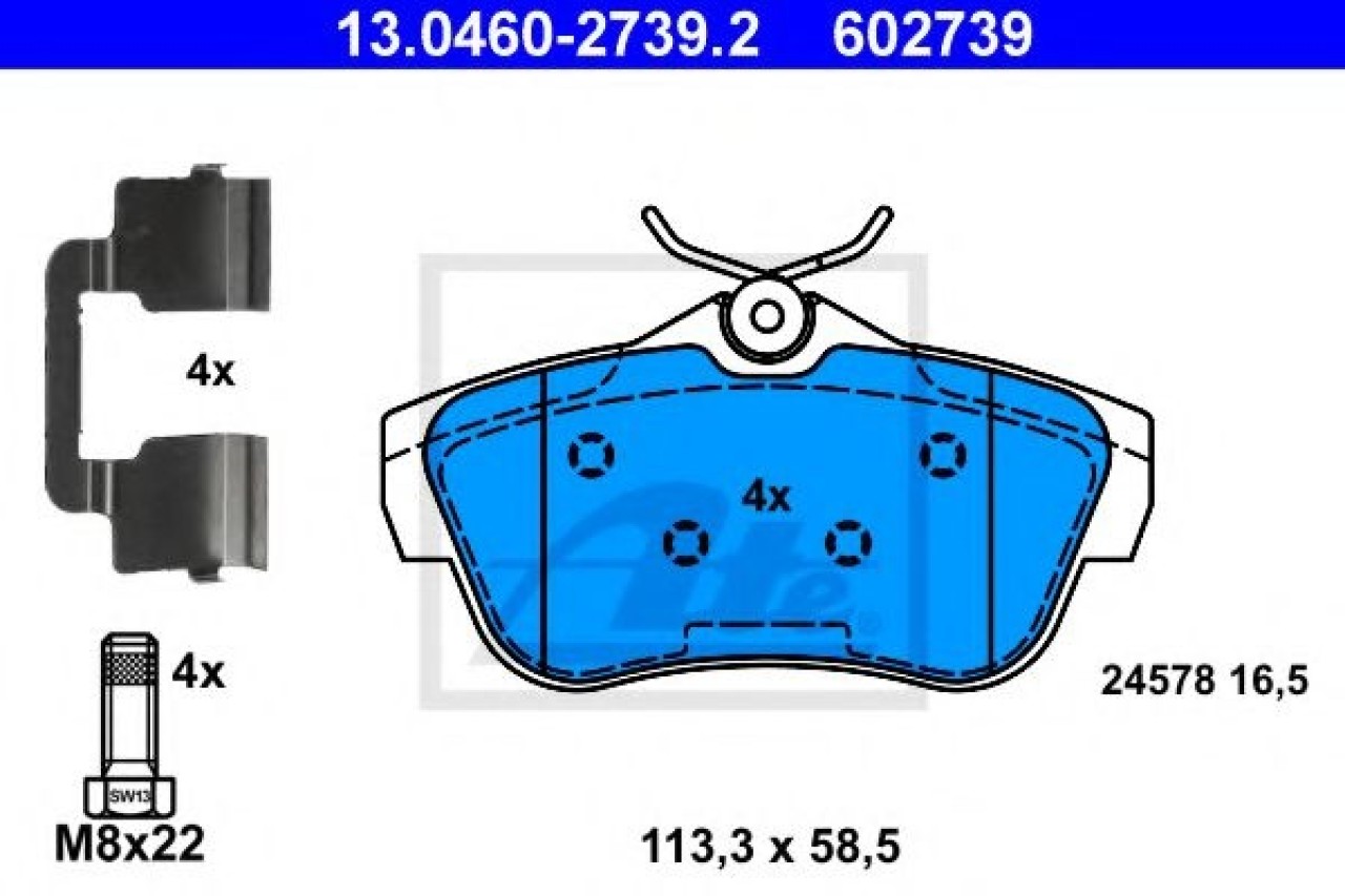 Set placute frana,frana disc PEUGEOT EXPERT caroserie (VF3A, VF3U, VF3X) (2007 - 2016) ATE 13.0460-2739.2 piesa NOUA