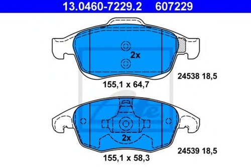 Set placute frana,frana disc PEUGEOT PARTNER (2008 - 2016) ATE 13.0460-7229.2 piesa NOUA