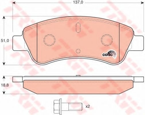Set placute frana,frana disc PEUGEOT PARTNER (2008 - 2016) TRW GDB1463 piesa NOUA