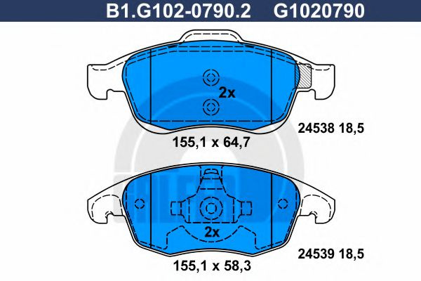 Set placute frana,frana disc PEUGEOT PARTNER caroserie (2008 - 2016) GALFER B1.G102-0790.2 piesa NOUA