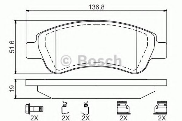 Set placute frana,frana disc PEUGEOT PARTNER caroserie (5) (1996 - 2012) BOSCH 0 986 494 623 piesa NOUA