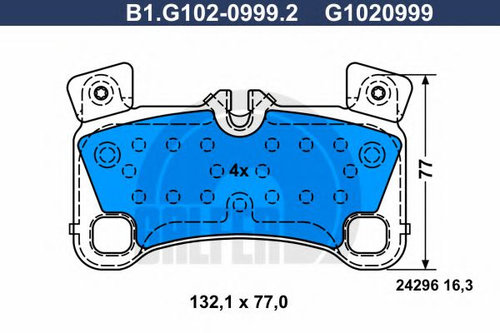 Set placute frana,frana disc PORSCHE CAYENNE (9PA, 955) (2002 - 2010) GALFER B1.G102-0999.2 piesa NO...