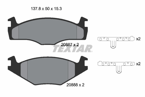 Set placute frana,frana disc punte fata (2088707 TEXTAR) SEAT,VW
