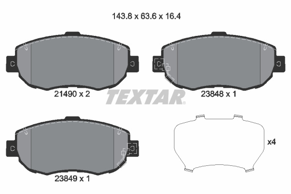 Set placute frana,frana disc punte fata (2149001 TEXTAR) LEXUS,TOYOTA