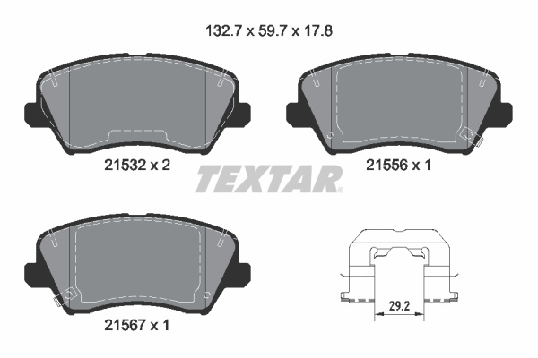 Set placute frana,frana disc punte fata (2153201 TEXTAR) HYUNDAI,KIA