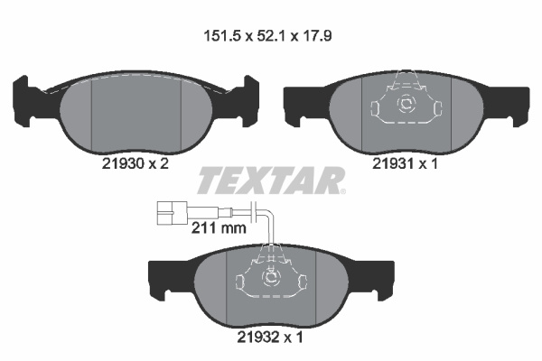 Set placute frana,frana disc punte fata (2193002 TEXTAR) FIAT,LANCIA