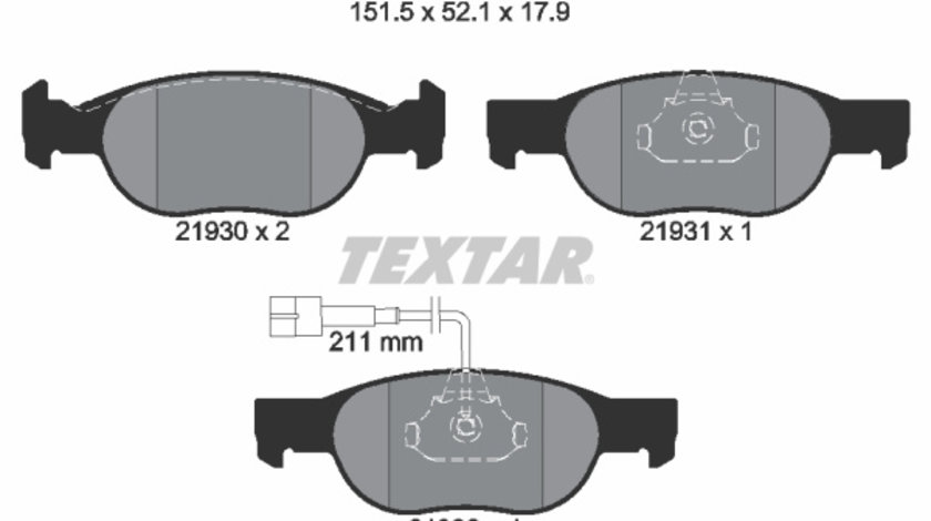 Set placute frana,frana disc punte fata (2193002 TEXTAR) FIAT,LANCIA