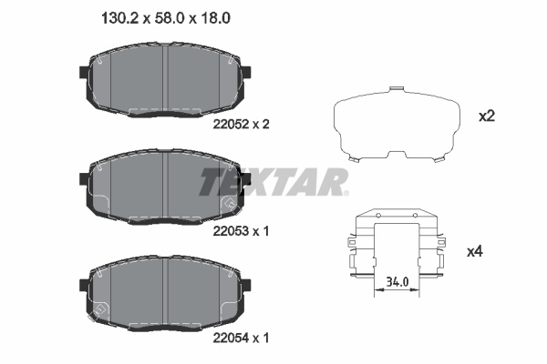 Set placute frana,frana disc punte fata (2205203 TEXTAR) HYUNDAI