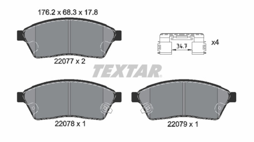 Set placute frana,frana disc punte fata (2207701 TEXTAR) CADILLAC,SAAB