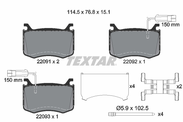 Set placute frana,frana disc punte fata (2209101 TEXTAR) ALFA ROMEO