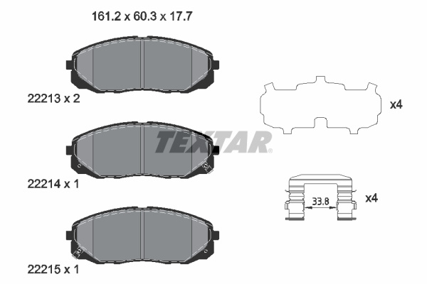 Set placute frana,frana disc punte fata (2221301 TEXTAR) KIA
