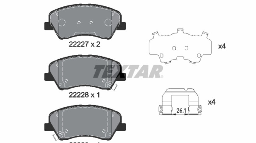 Set placute frana,frana disc punte fata (2222701 TEXTAR) HYUNDAI,KIA