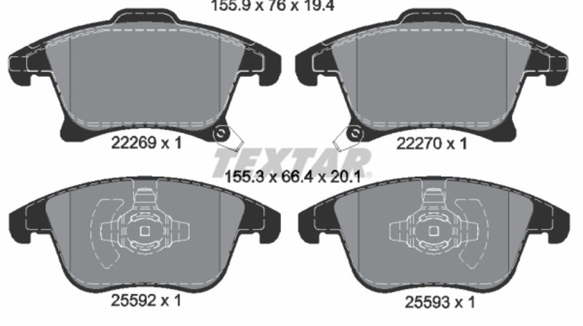 Set placute frana,frana disc punte fata (2226901 TEXTAR) FORD,FORD (CHANGAN),FORD AUSTRALIA,LINCOLN