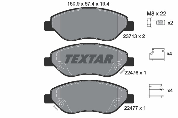 Set placute frana,frana disc punte fata (2247601 TEXTAR) FIAT