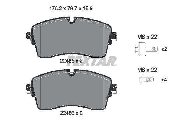 Set placute frana,frana disc punte fata (2248505 TEXTAR) LAND ROVER
