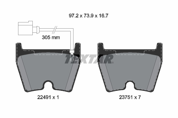 Set placute frana,frana disc punte fata (2249101 TEXTAR) AUDI