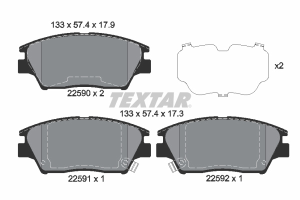 Set placute frana,frana disc punte fata (2259001 TEXTAR) SSANGYONG