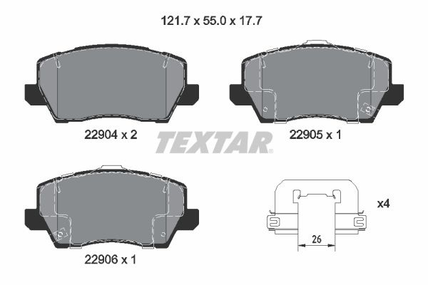 Set placute frana,frana disc punte fata (2290401 TEXTAR) KIA