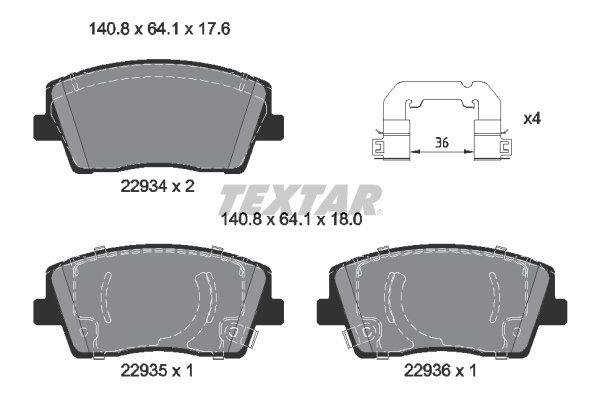 Set placute frana,frana disc punte fata (2293401 TEXTAR) GENESIS,KIA