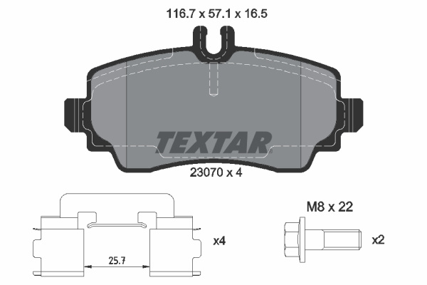 Set placute frana,frana disc punte fata (2307004 TEXTAR) MERCEDES-BENZ
