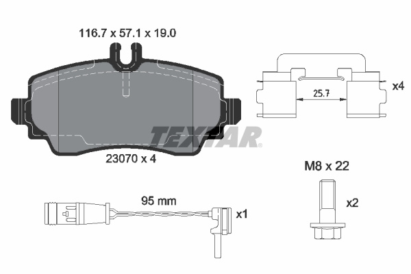 Set placute frana,frana disc punte fata (2307005 TEXTAR) MERCEDES-BENZ
