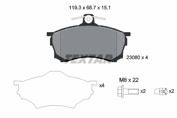 Set placute frana,frana disc punte fata (2308001 TEXTAR) MITSUBISHI