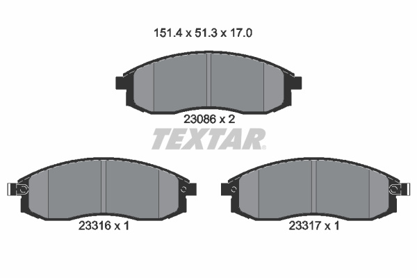 Set placute frana,frana disc punte fata (2308601 TEXTAR) NISSAN