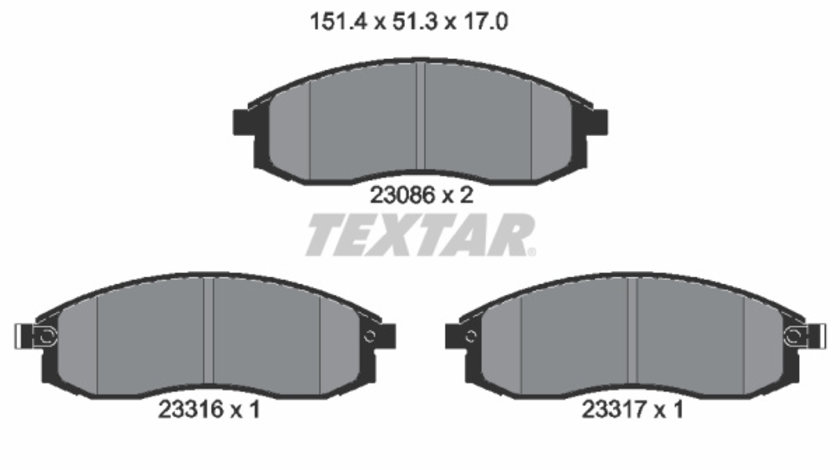 Set placute frana,frana disc punte fata (2308601 TEXTAR) NISSAN