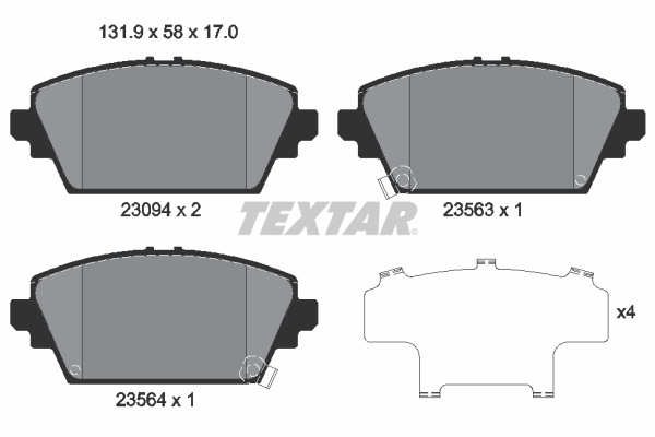 Set placute frana,frana disc punte fata (2309401 TEXTAR) HONDA,MG,NISSAN