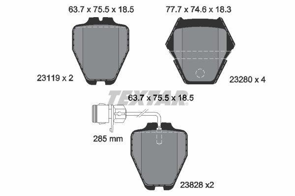 Set placute frana,frana disc punte fata (2311901 TEXTAR) AUDI
