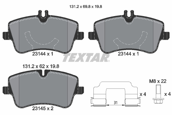 Set placute frana,frana disc punte fata (2314401 TEXTAR) MERCEDES-BENZ
