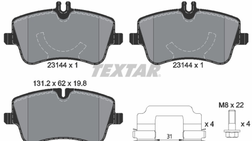 Set placute frana,frana disc punte fata (2314481 TEXTAR) MERCEDES-BENZ