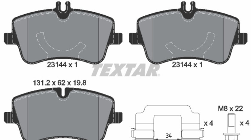 Set placute frana,frana disc punte fata (2314482 TEXTAR) MERCEDES-BENZ