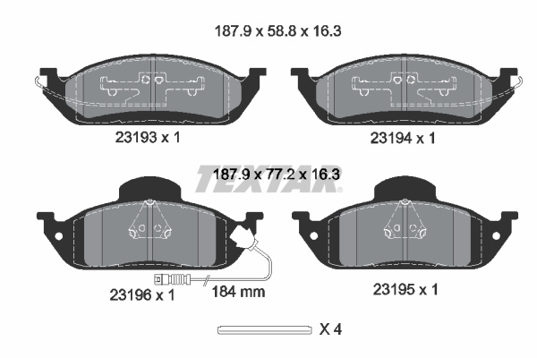 Set placute frana,frana disc punte fata (2319303 TEXTAR) MERCEDES-BENZ