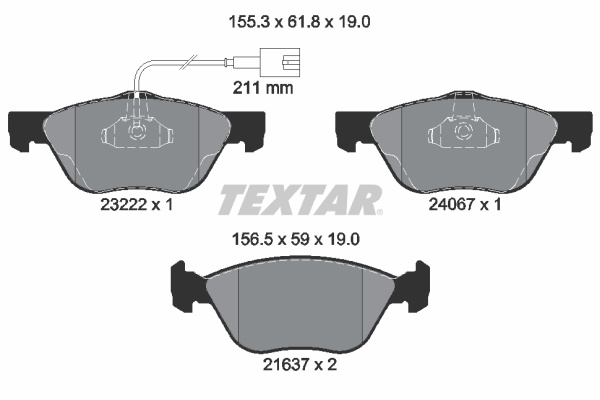 Set placute frana,frana disc punte fata (2322201 TEXTAR) FIAT
