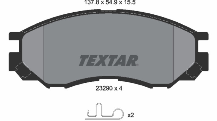 Set placute frana,frana disc punte fata (2329002 TEXTAR) ANCHI,BAOLONG,CHANGFENG,CHTC AUTO,FENGXING,FODAY,GONOW (GAC),HAFEI,HIGER,HUANGHAI,JAC,JDMC,KAWEI AUTO,LANDWIND (JMC),MITSUBISHI,MITSUBISHI (BJC