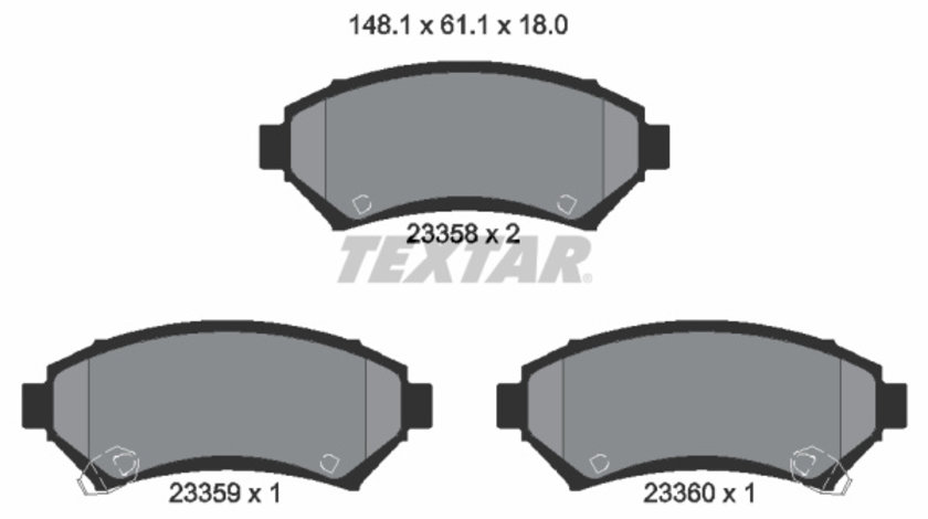 Set placute frana,frana disc punte fata (2335801 TEXTAR) BUICK,CADILLAC,CHEVROLET,MEGA,OLDSMOBILE,OPEL,PONTIAC,VAUXHALL