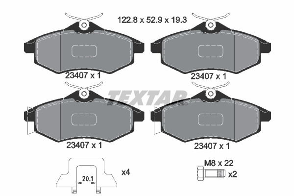 Set placute frana,frana disc punte fata (2340702 TEXTAR) Citroen