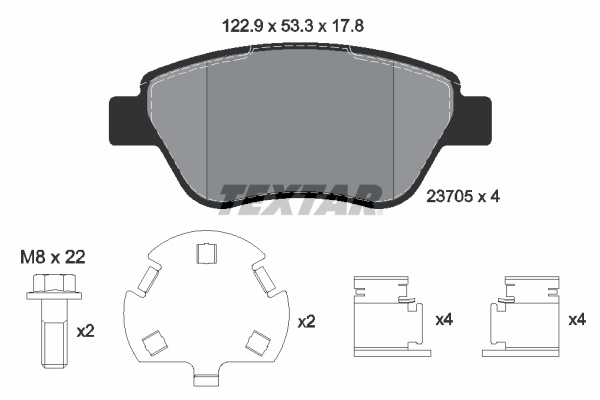 Set placute frana,frana disc punte fata (2370507 TEXTAR) FIAT