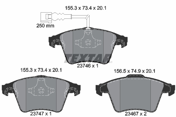 Set placute frana,frana disc punte fata (2374602 TEXTAR) VW