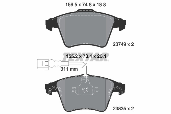 Set placute frana,frana disc punte fata (2374901 TEXTAR) VW