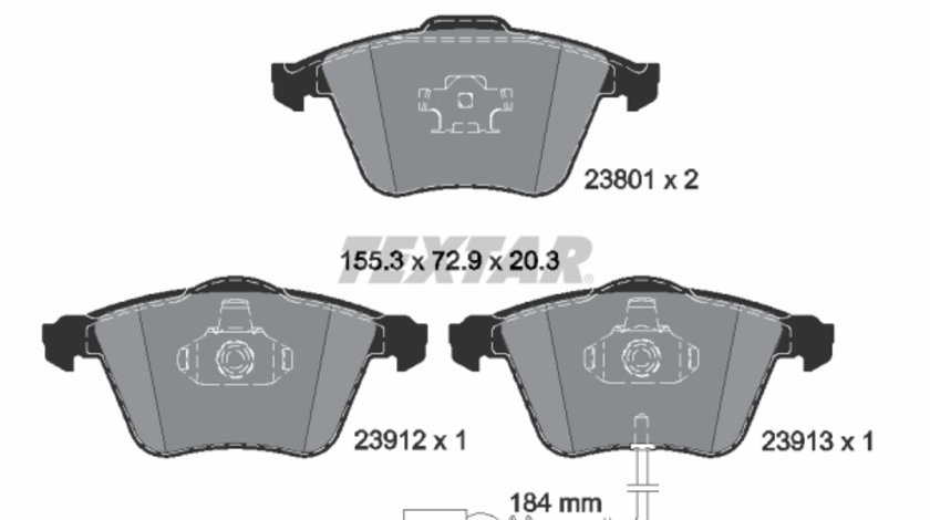 Set placute frana,frana disc punte fata (2380101 TEXTAR) AUDI,AUDI (FAW),SEAT,SKODA,VW