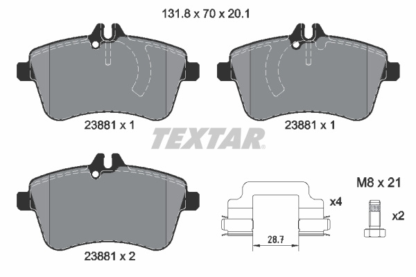 Set placute frana,frana disc punte fata (2388101 TEXTAR) MERCEDES-BENZ