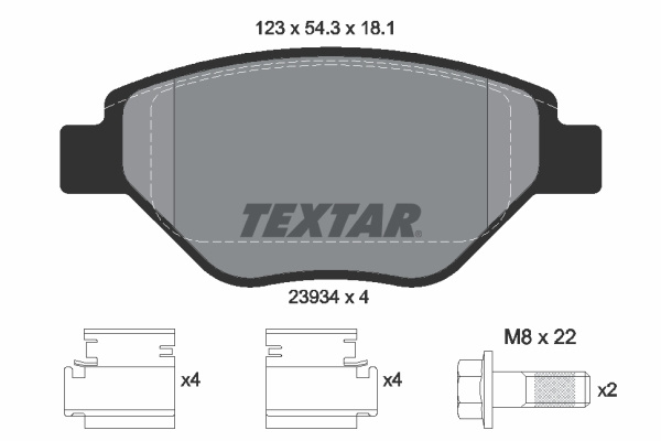 Set placute frana,frana disc punte fata (2393401 TEXTAR) RENAULT