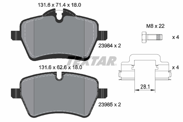Set placute frana,frana disc punte fata (2398404 TEXTAR) MINI