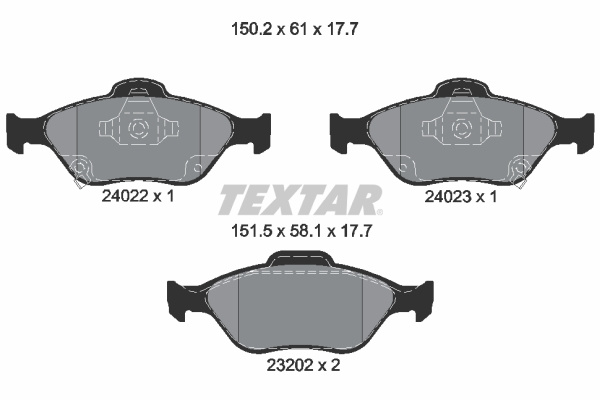 Set placute frana,frana disc punte fata (2402201 TEXTAR) DAIHATSU,TOYOTA